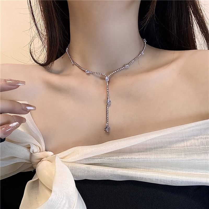 Necklace Lariat Rhinestone