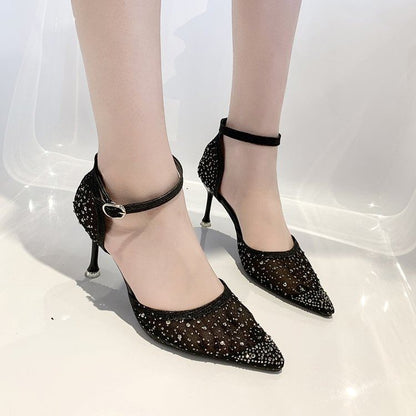 Pointed Rhinestone Stiletto Pumps