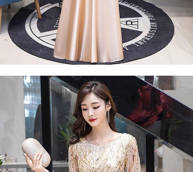 A-Line Short-Sleeve Gown Sequin Evening