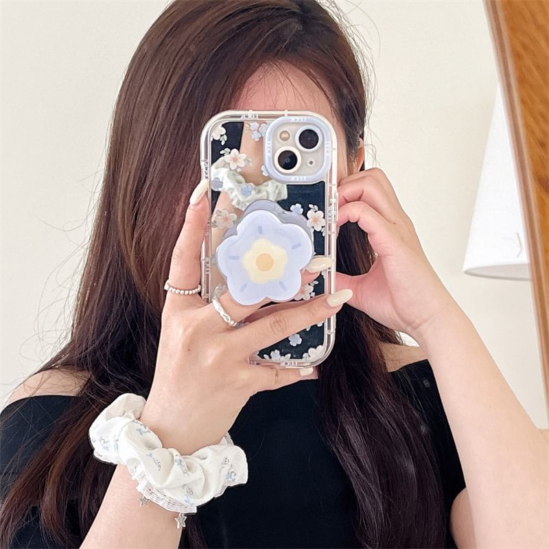 Floral Mirrored Phone Case - iPhone 15 Pro Max / 15 Pro / 15 Plus / 15 / 14 Pro Max / 14 Pro / 14 Plus / 14 / 13 Pro Max / 13 Pro / 13 / 13 mini / 12 Pro Max / 12 Pro / 12 / 12 mini / 11 Pro Max / 11 Pro / 11