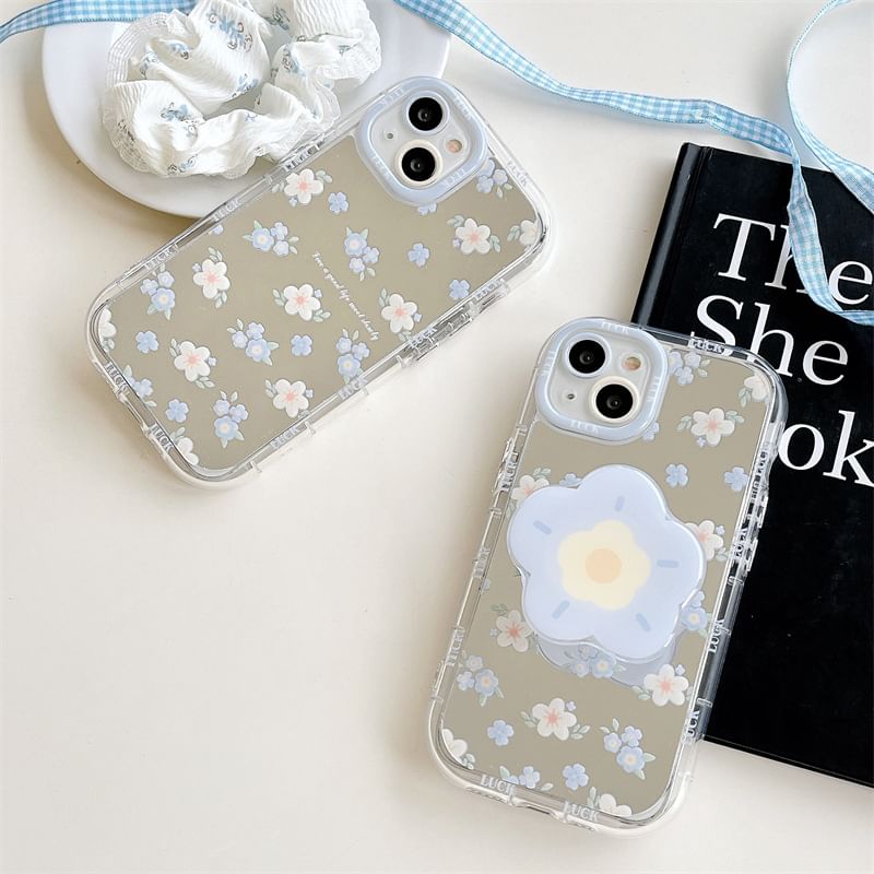 Floral Mirrored Phone Case - iPhone 15 Pro Max / 15 Pro / 15 Plus / 15 / 14 Pro Max / 14 Pro / 14 Plus / 14 / 13 Pro Max / 13 Pro / 13 / 13 mini / 12 Pro Max / 12 Pro / 12 / 12 mini / 11 Pro Max / 11 Pro / 11