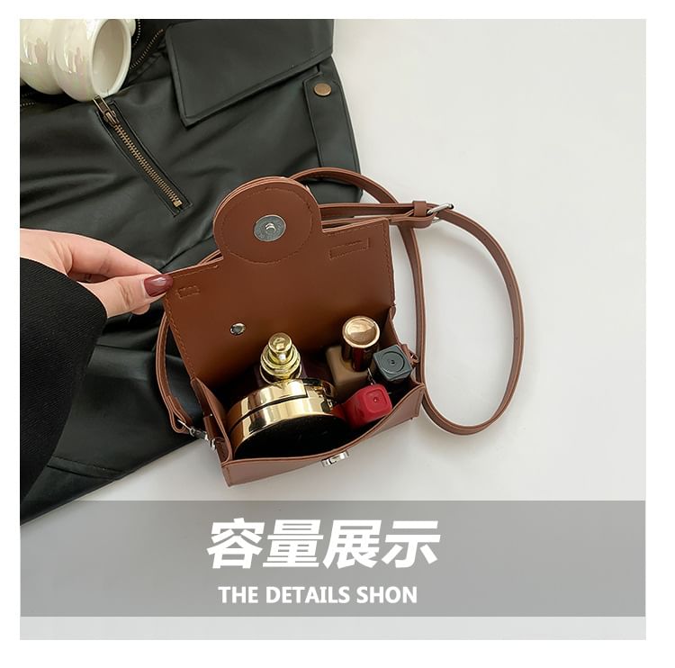 Crossbody Camera Faux Flap Leather Bag