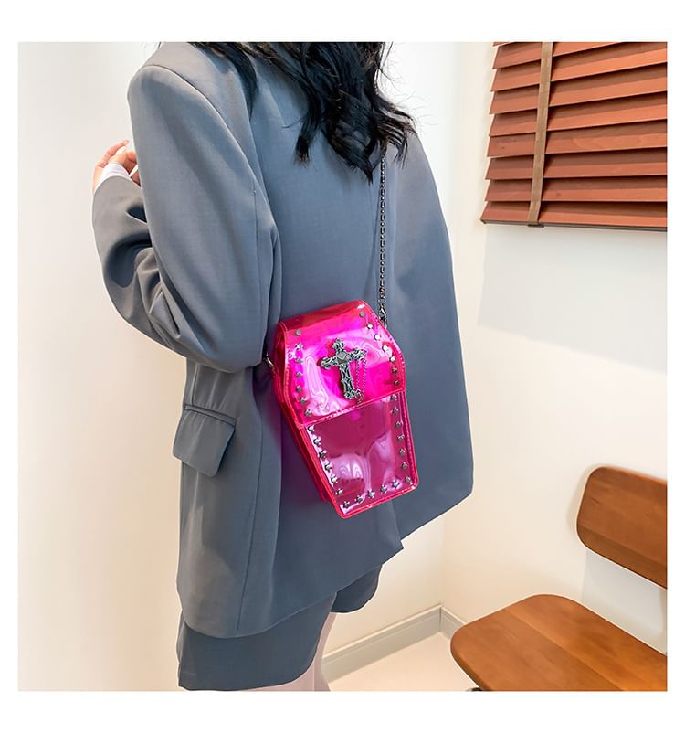 PVC Chained Studded Bag Crisscross Crossbody