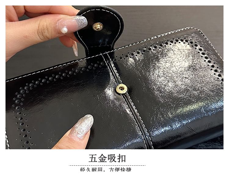 Floral Faux Long Charm Leather Wallet