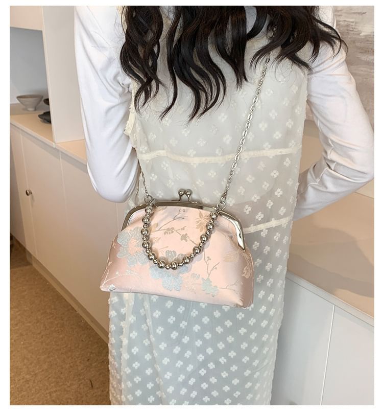 Jacquard Lock Crossbody Bag Floral Kiss