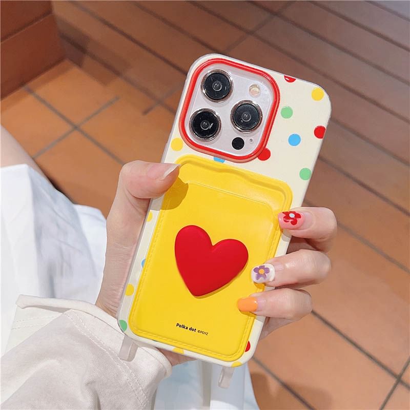 Holder Heart / Strap Set Case Lanyard Card Phone