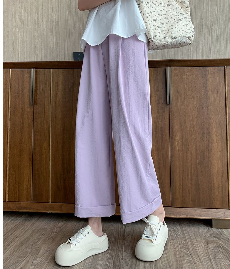 High Rise Plain Wide Leg Crop Sweatpants