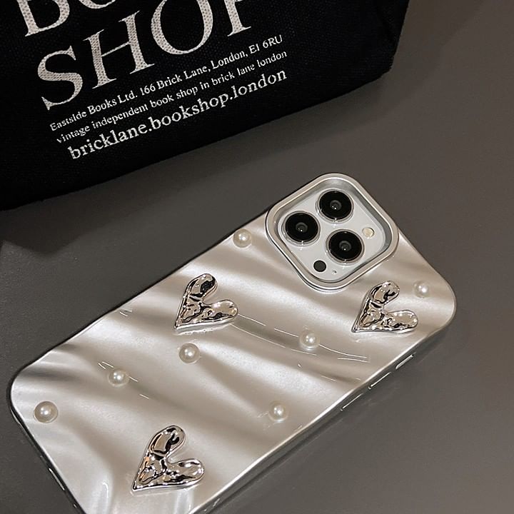 Heart Faux Pearl Case Phone