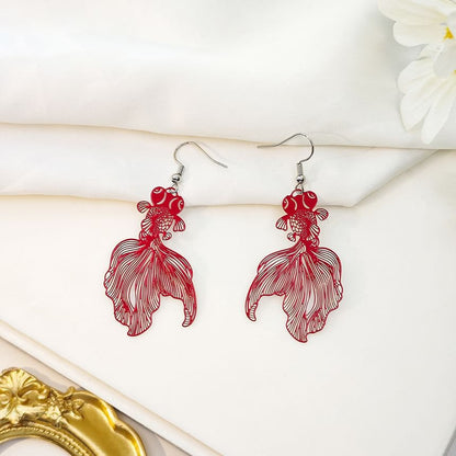 Goldfish Drop Hook Earring