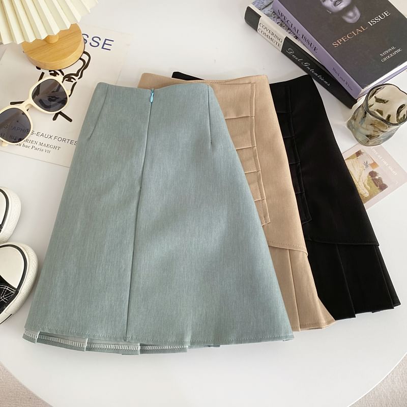 Plain Pleated A-Line Skirt