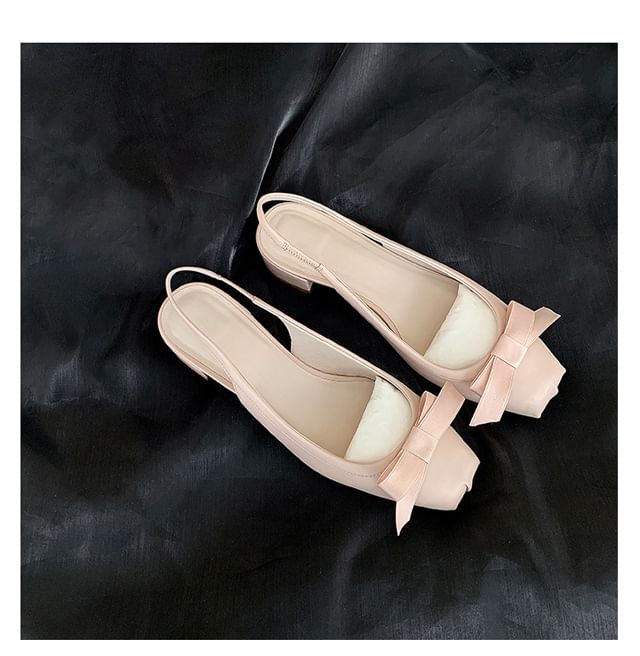 Slingback Bow Chunky Sandals Heel