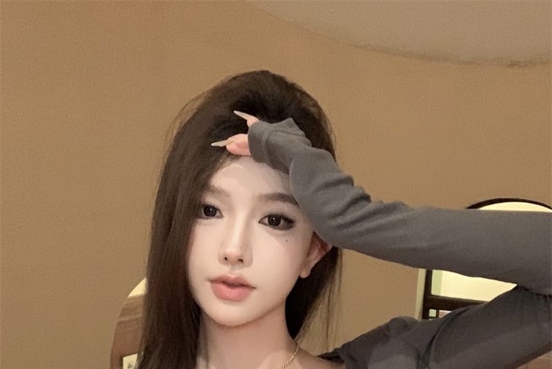 Lace Cami Cardigan Set: Plain Panel Top +