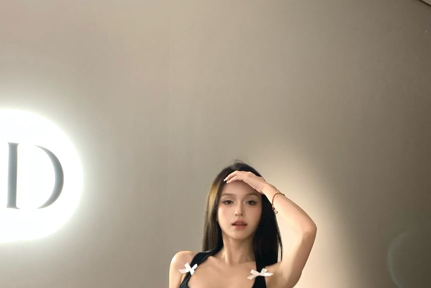 Tank Crop Bow Top Neck Square