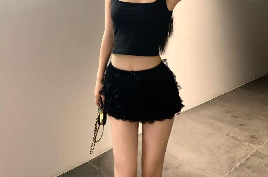 Tank Crop Bow Top Neck Square