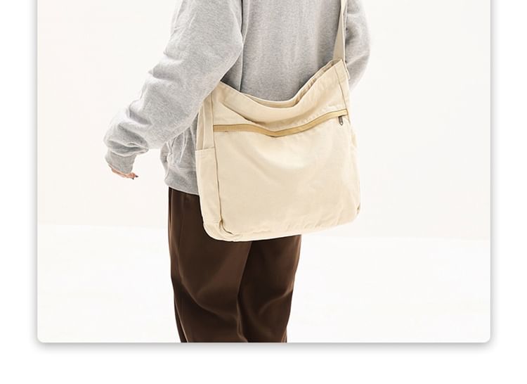 Multi-Pocket Canvas Crossbody Bag