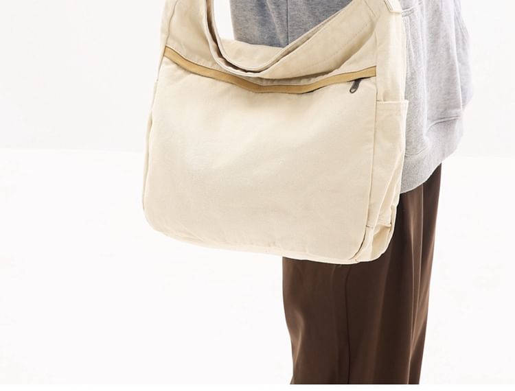 Multi-Pocket Canvas Crossbody Bag