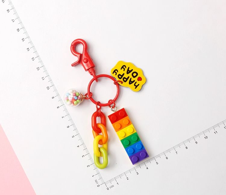 Multicolor Brick Bag Charm / Key Ring