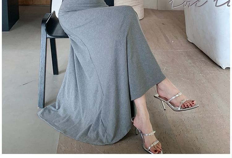 Off-Shoulder Plain Maxi A-Line Dress