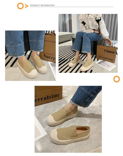 Canvas Colorblock Platform Slip-Ons