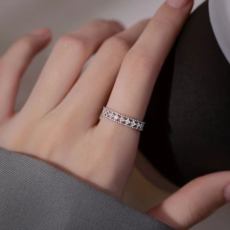 Rhinestone Perforated Ring