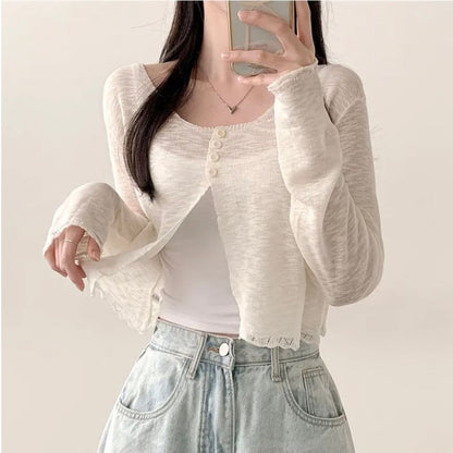 Scoop Neck Plain Cardigan