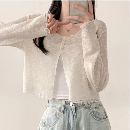 Scoop Neck Plain Cardigan