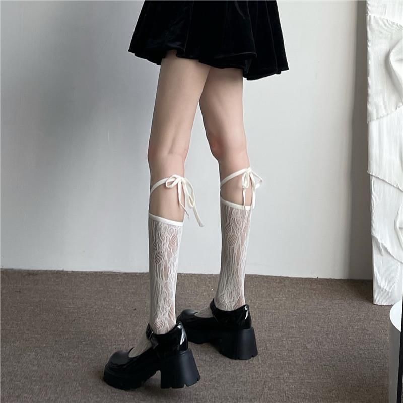 Lace Lace-Up Socks