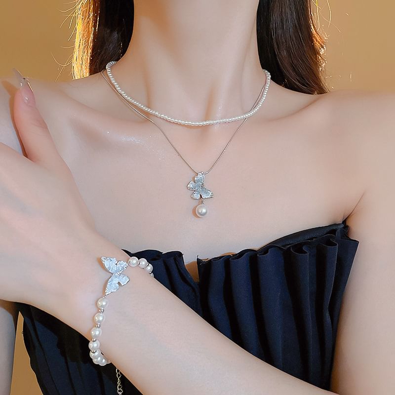 Designs) / Faux Bracelet Crystal (Various Alloy Butterfly Necklace