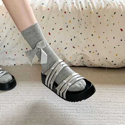 Bow Accent Plain Socks / Set