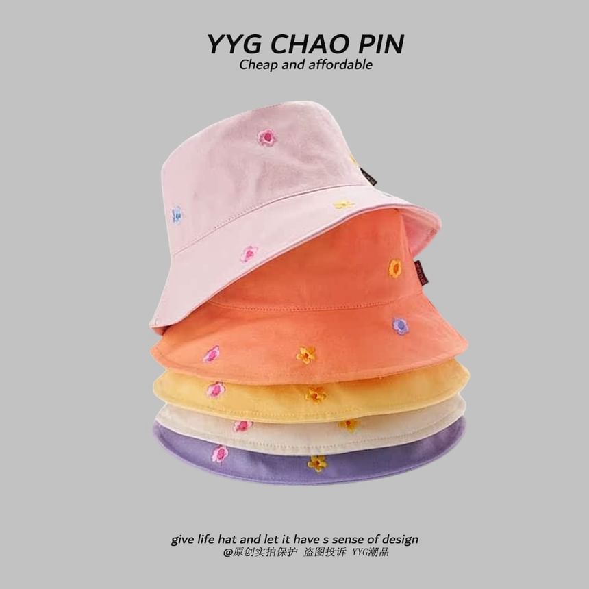 Hat Embroidered Bucket Floral