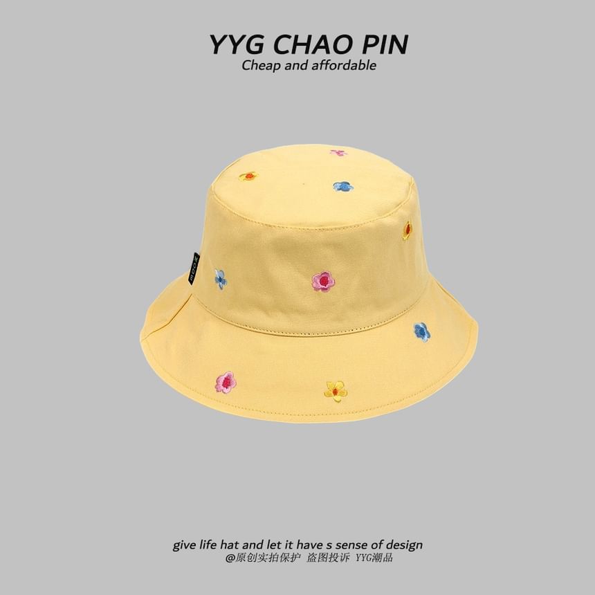 Hat Embroidered Bucket Floral