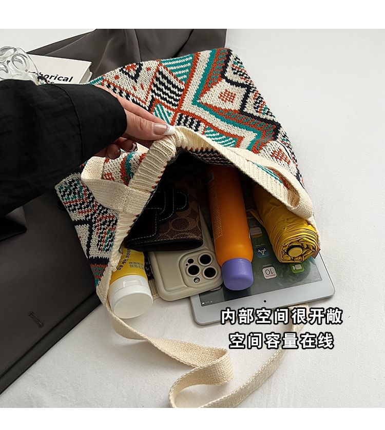 Bag Geometric Knit Tote Patterned