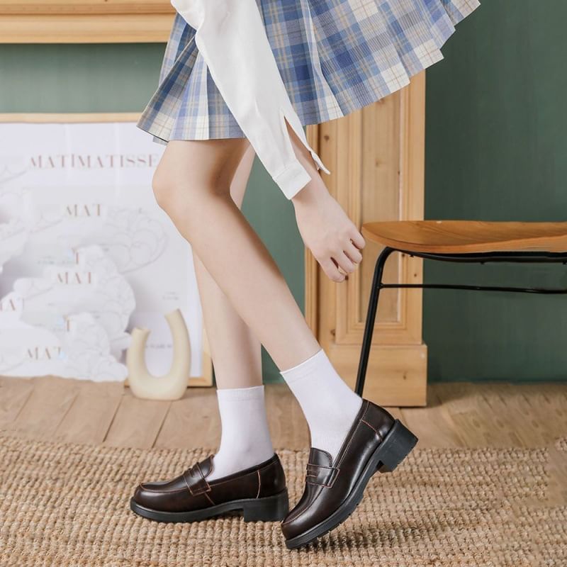 Loafers Faux Plain Leather
