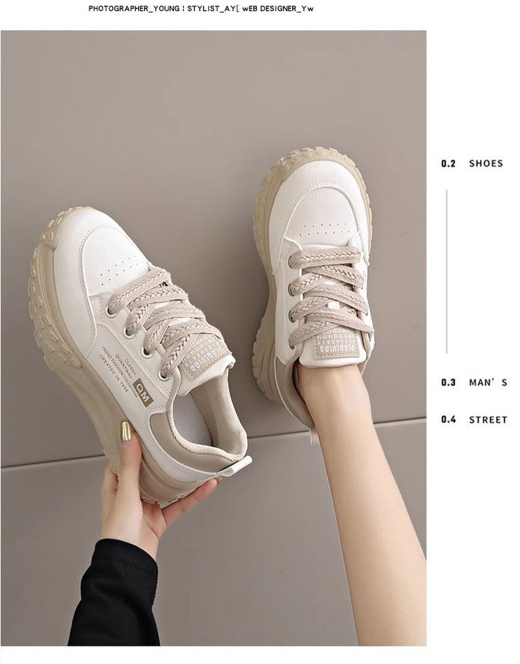 Lettering Lace-Up Platform Sneakers