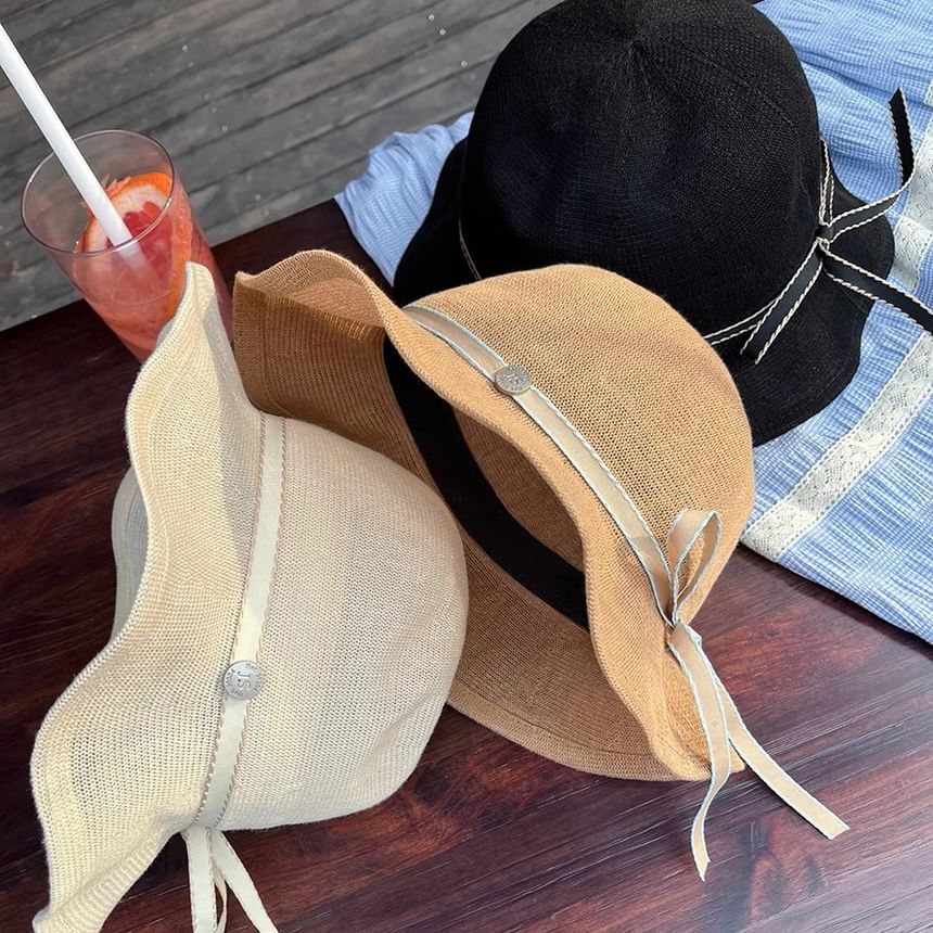 Ruffle Bucket Hat Cotton Linen