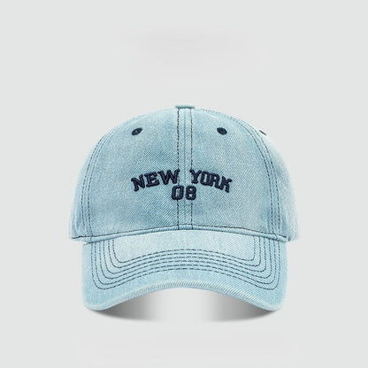 Lettering Embroidered Denim Baseball Cap