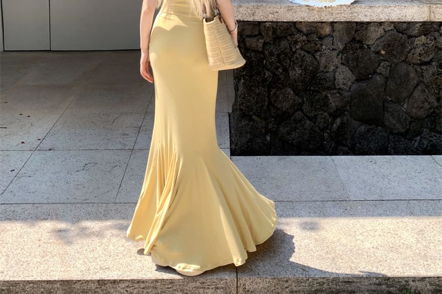 Mermaid Open Spaghetti Maxi Back Dress Strap
