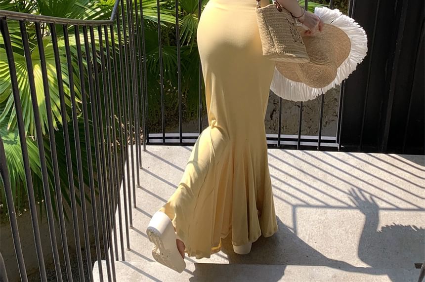 Mermaid Open Spaghetti Maxi Back Dress Strap