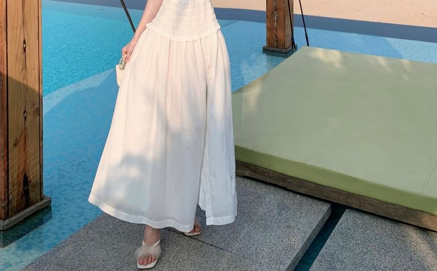 Plain Dress Cutout A-Line Tube Slit Maxi