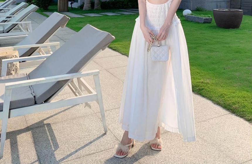 Plain Dress Cutout A-Line Tube Slit Maxi