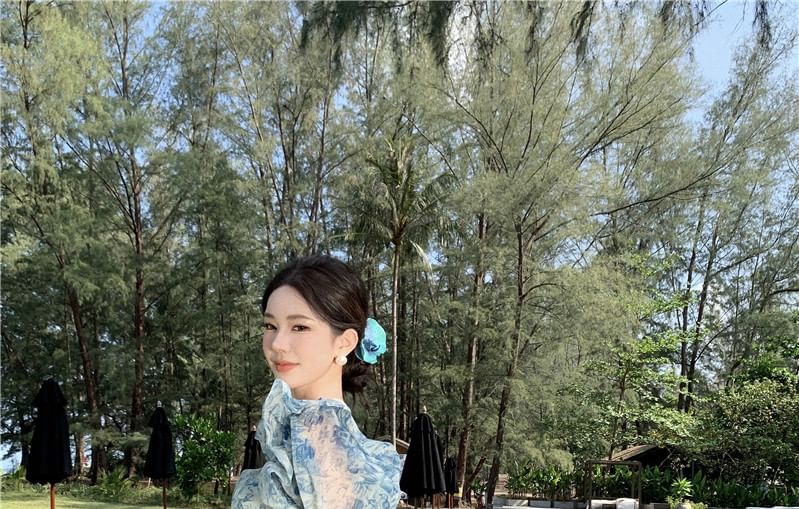 Maxi Off-Shoulder Print Ruffle Puff-Sleeve Trim Dress A-Line Floral Slit