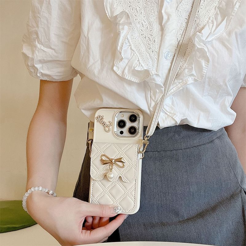 Lanyard Case Holder Phone Faux Leather Card