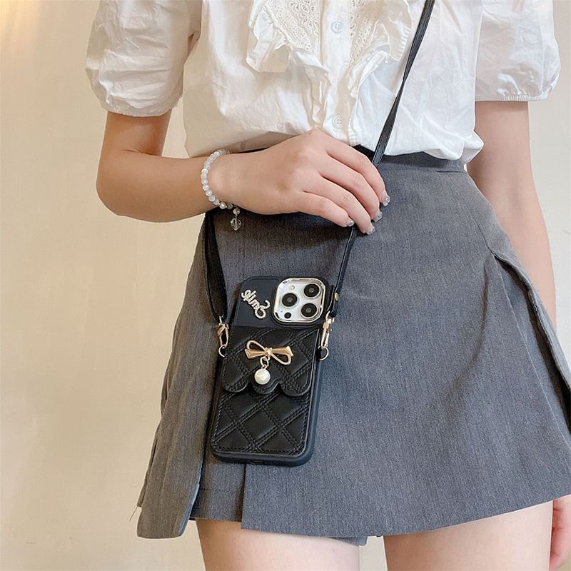 Lanyard Case Holder Phone Faux Leather Card