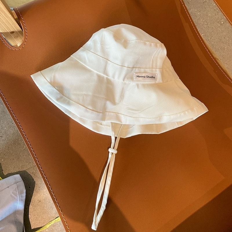 Lettering Striped Bucket Hat Applique