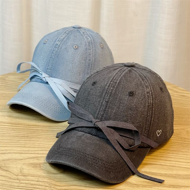 Baseball Washed Cap Bow Denim