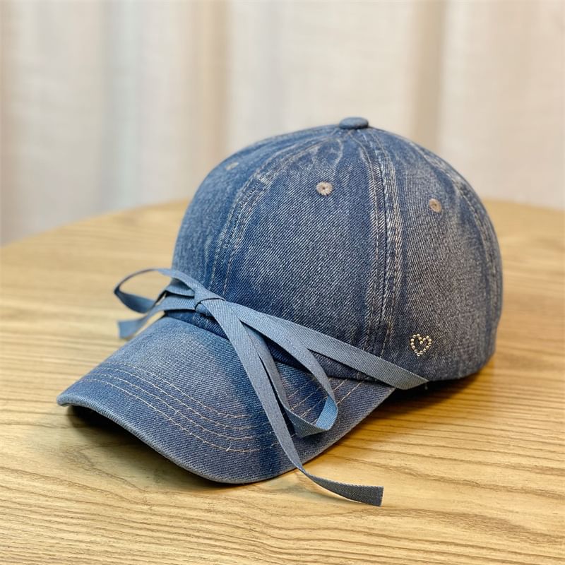 Baseball Washed Cap Bow Denim