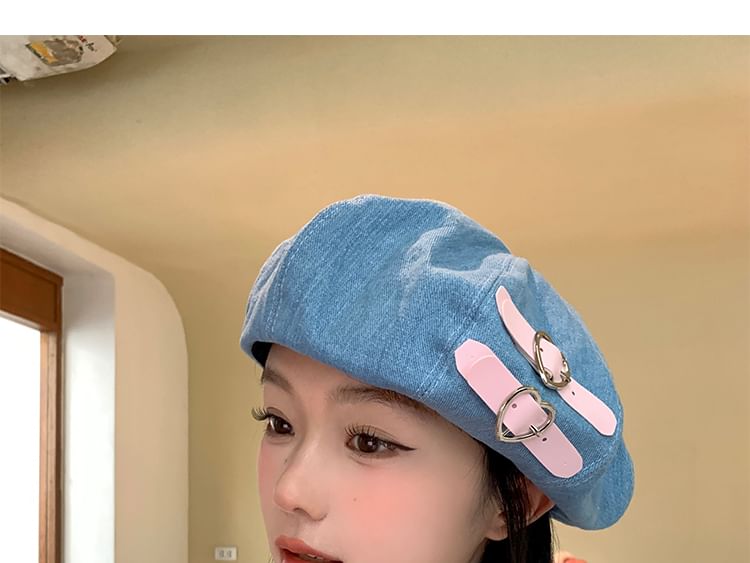 Buckled Beret Denim