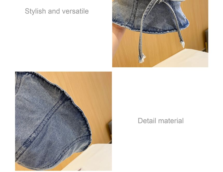 Denim Bow Hat Washed Cloche