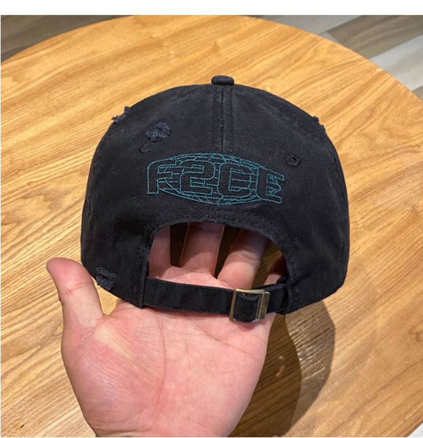 Embroidered Baseball Cap Lettering Distressed