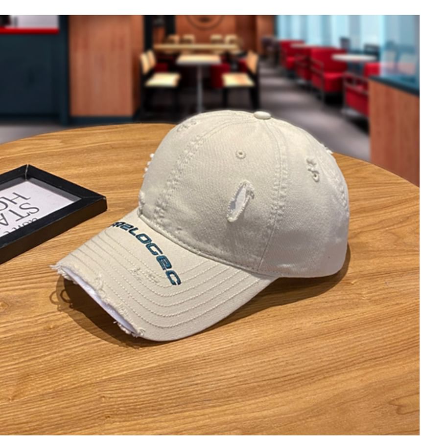 Embroidered Baseball Cap Lettering Distressed